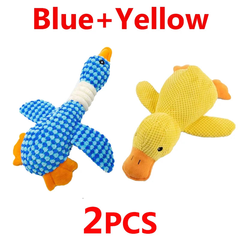 Yellow Duck Dog Toys for Aggressive Chewers Cats Dogs Chew Squeak Toy with Quacking Sound Interactive Plush Doll Toy Pet Supplie