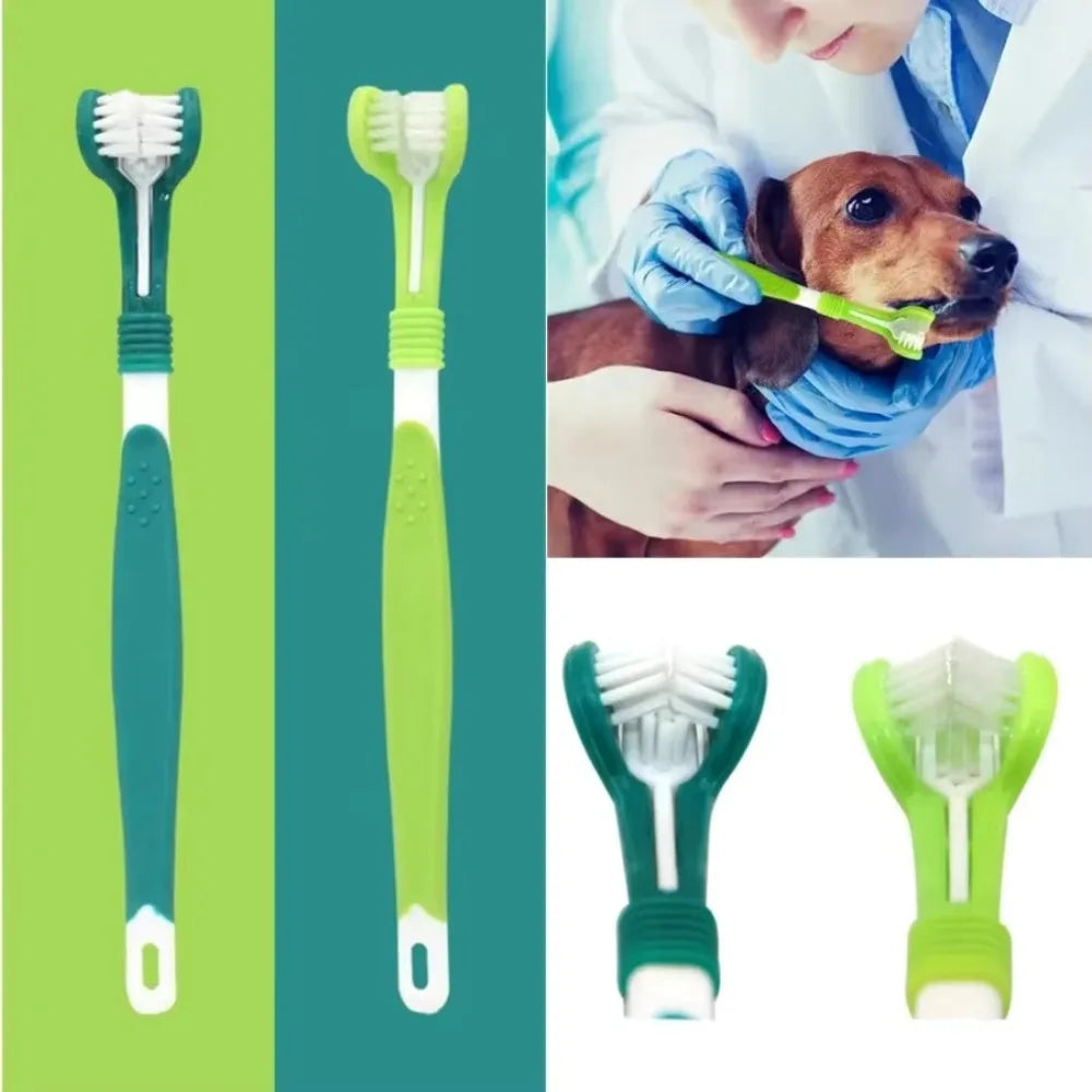 3-Sided Dog Cat Dental Toothbrush