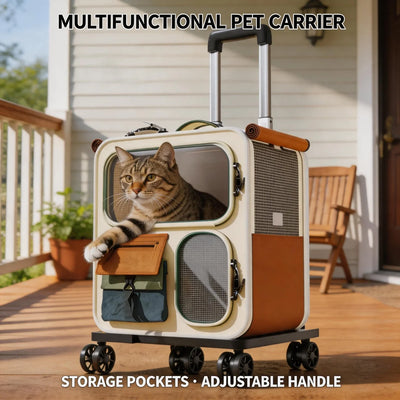 Large Wheeled Transparent Cat Backpack