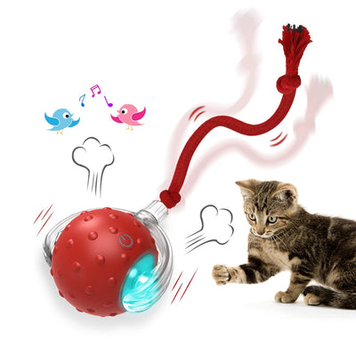 Motion-Activated Bird Chirping Cat Ball Toy