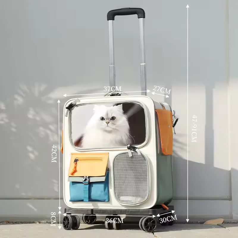 Cats Travel Bag Portable Out Pet Trolley Suitcase Universal Small Dogs Bag Cat Backpack Detachable Pet Supplies
