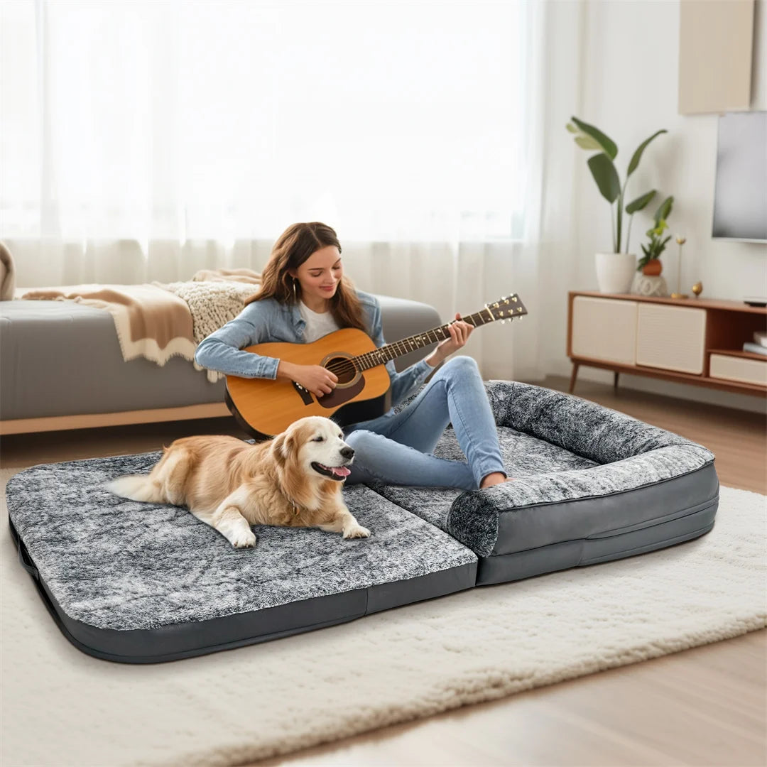Giant Foldable Orthopedic Human-Size Dog Bed