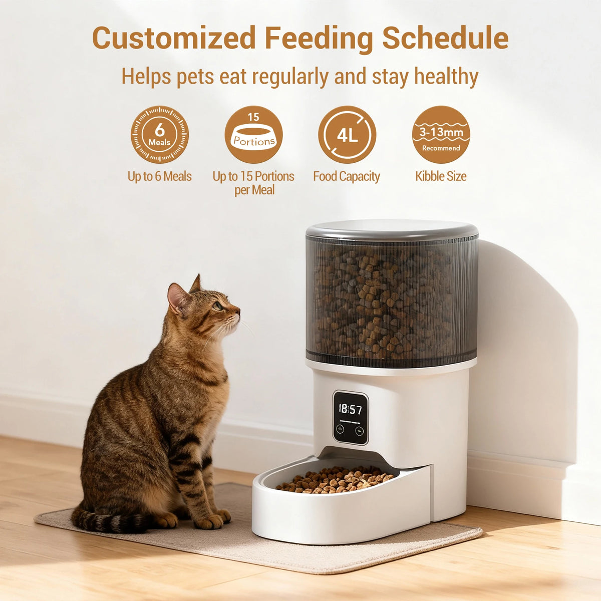 Automatic Pet Food Dispenser – 4L, 6 Meals