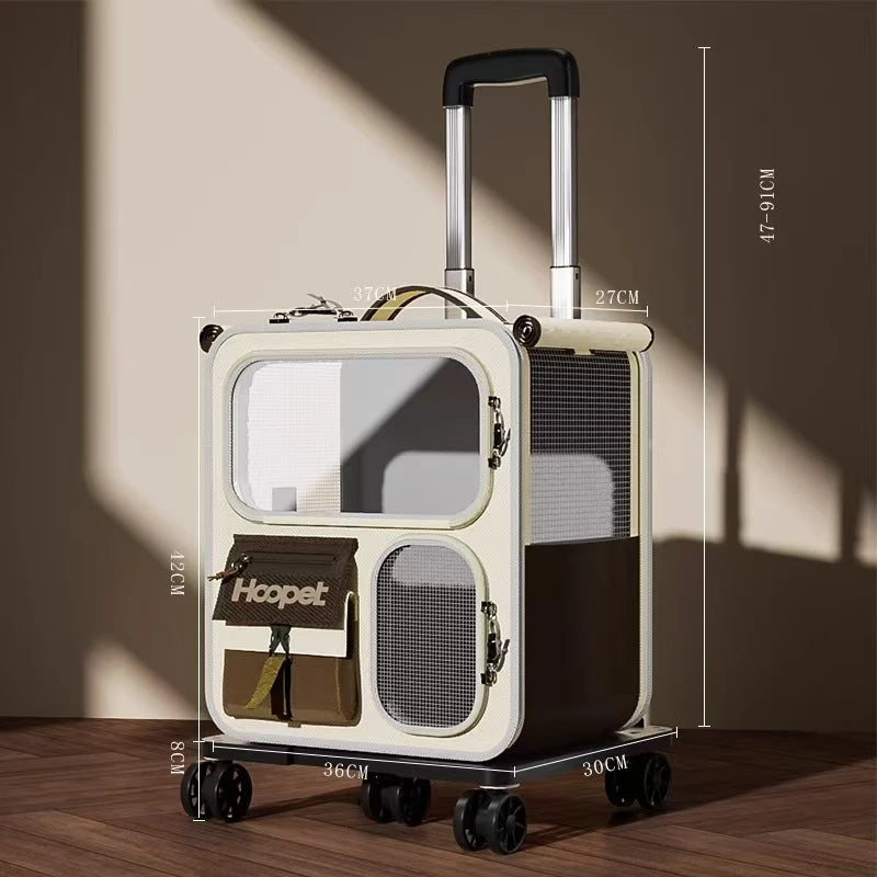 Cats Travel Bag Portable Out Pet Trolley Suitcase Universal Small Dogs Bag Cat Backpack Detachable Pet Supplies