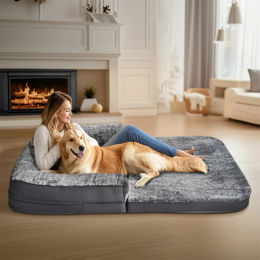 Giant Foldable Orthopedic Human-Size Dog Bed