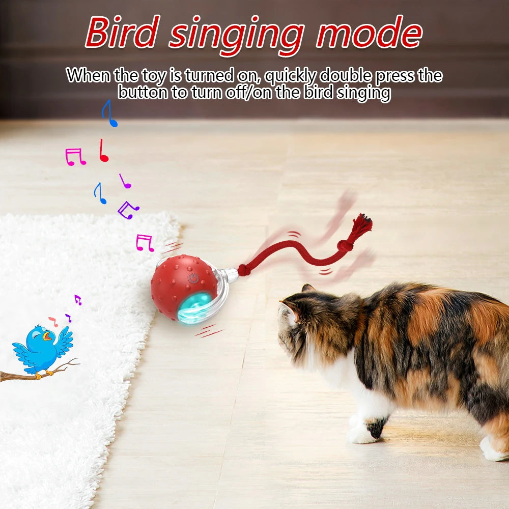 Motion-Activated Bird Chirping Cat Ball Toy